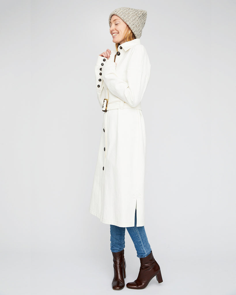 The Magda Trench in Off White Denim - INGA-LENA