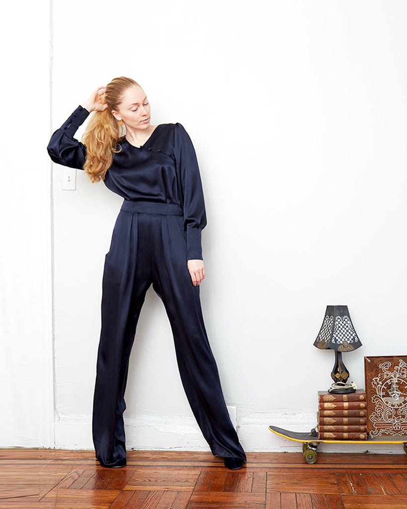 The Pontus Jumpsuit in Midnight Blue - INGA-LENA