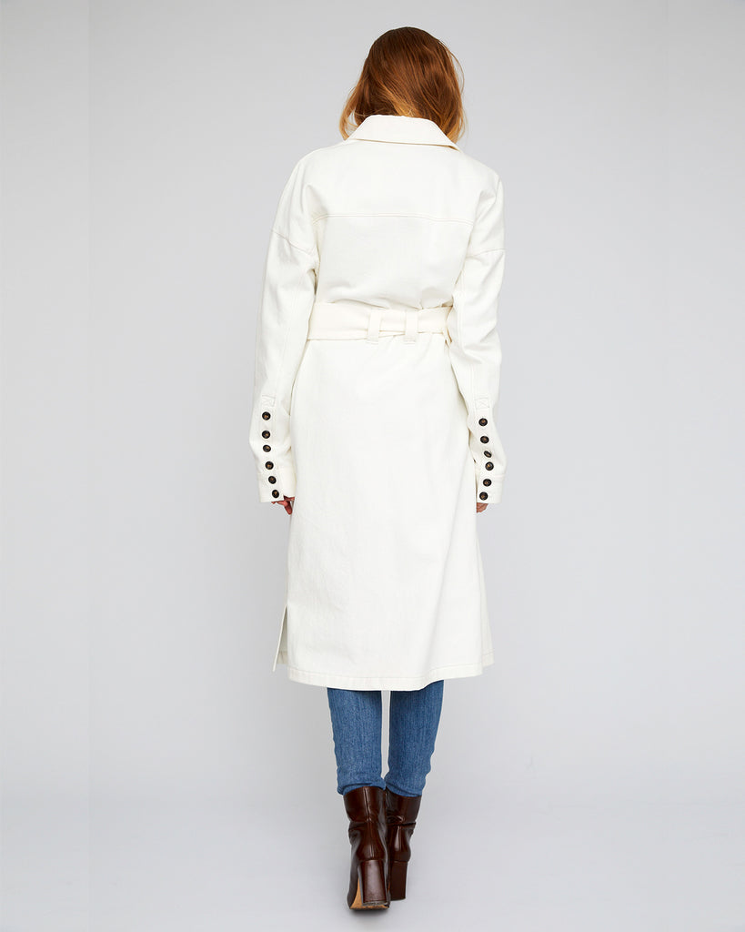 The Magda Trench in Off White Denim - INGA-LENA