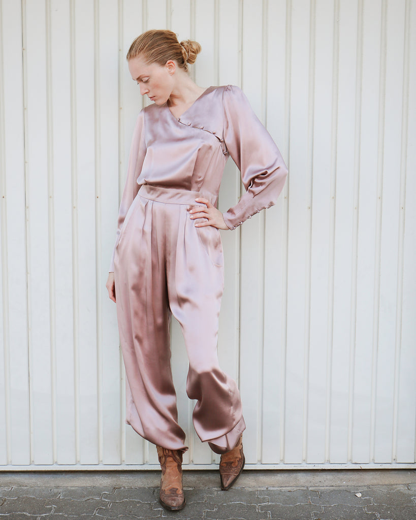 Pontus Silk Jumpsuit in Dusty Rose