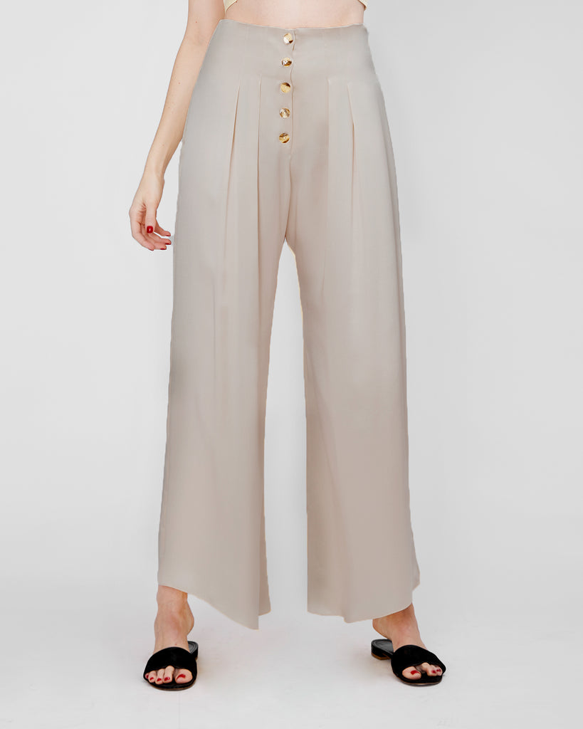 Veiga Satin Pant in Sandshell