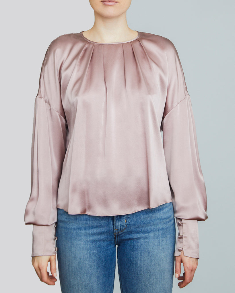 Ylva Satin Blouse in Misty Rose